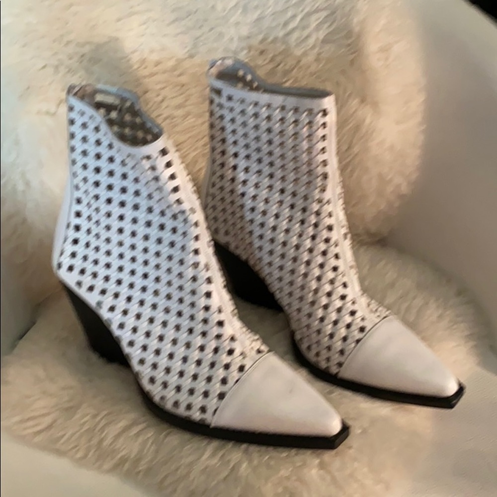 Mesh Leather Ankle Boots